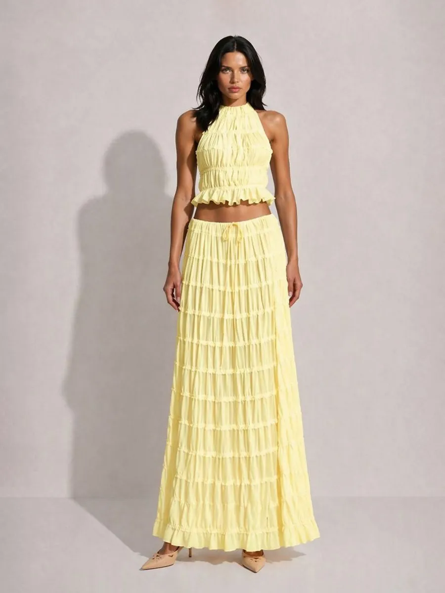 Anouk Two-Piece Pleated Chiffon Maxi Skirt Set