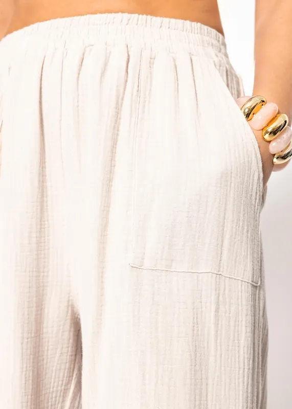Beige Muslin Everyday Clean Pants