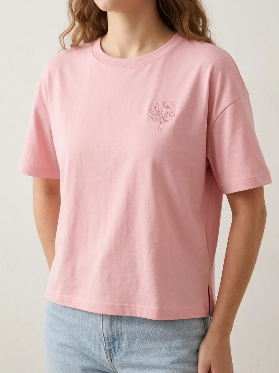 Women's Minimalist Floral Botanical Line Art Printed T-shirt