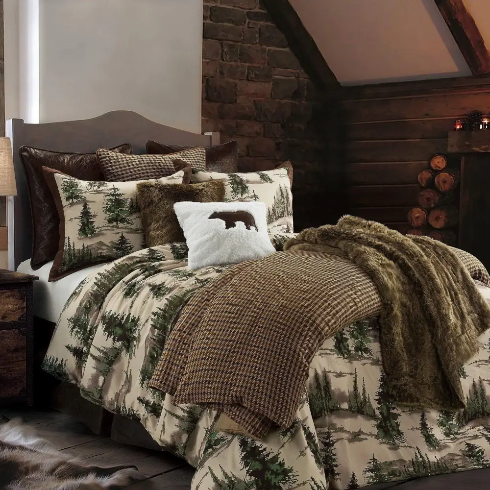Pine Motif Cotton Comforter Set