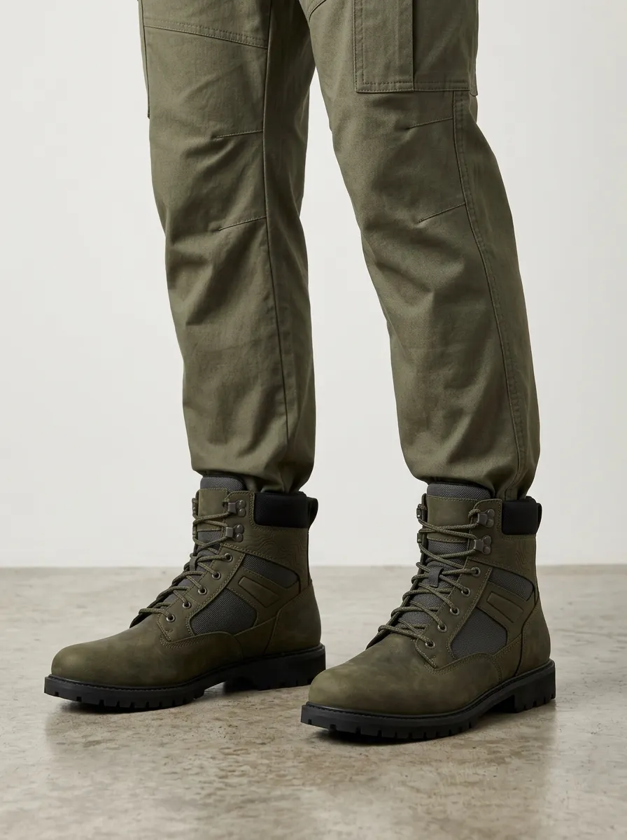 Unisex Casual Outdoor Adventure Topographic Pattern Print Work Boots