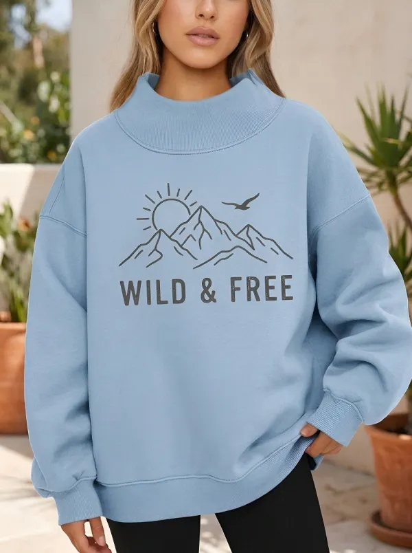 Women's Wild & Free Mountain Sun Bird Printed Sweatshirt