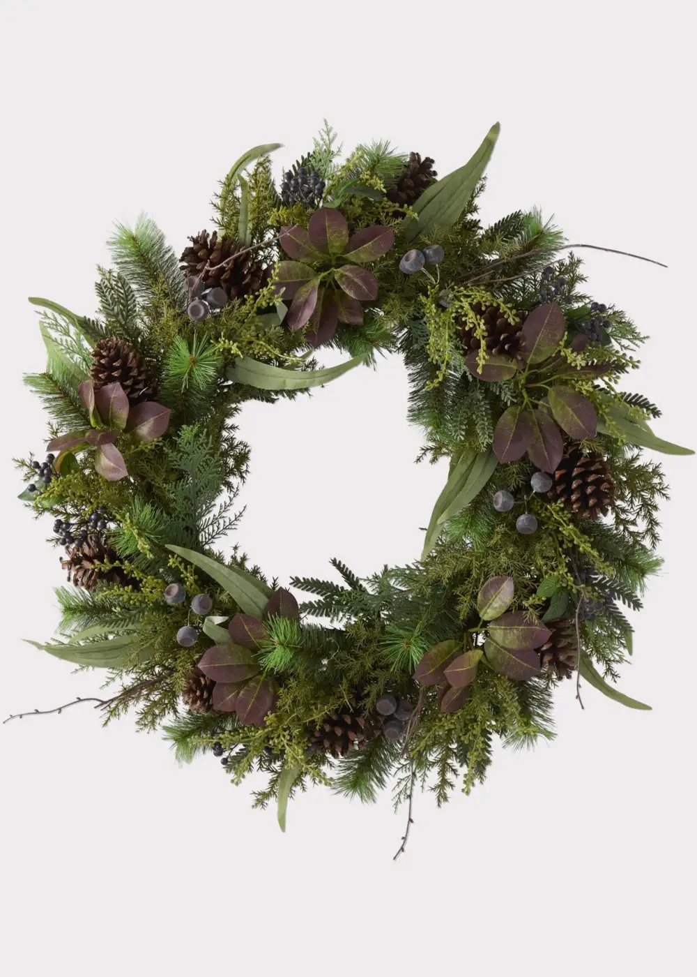 Artificial Botanical Mulberry Leaf Pine Wreath