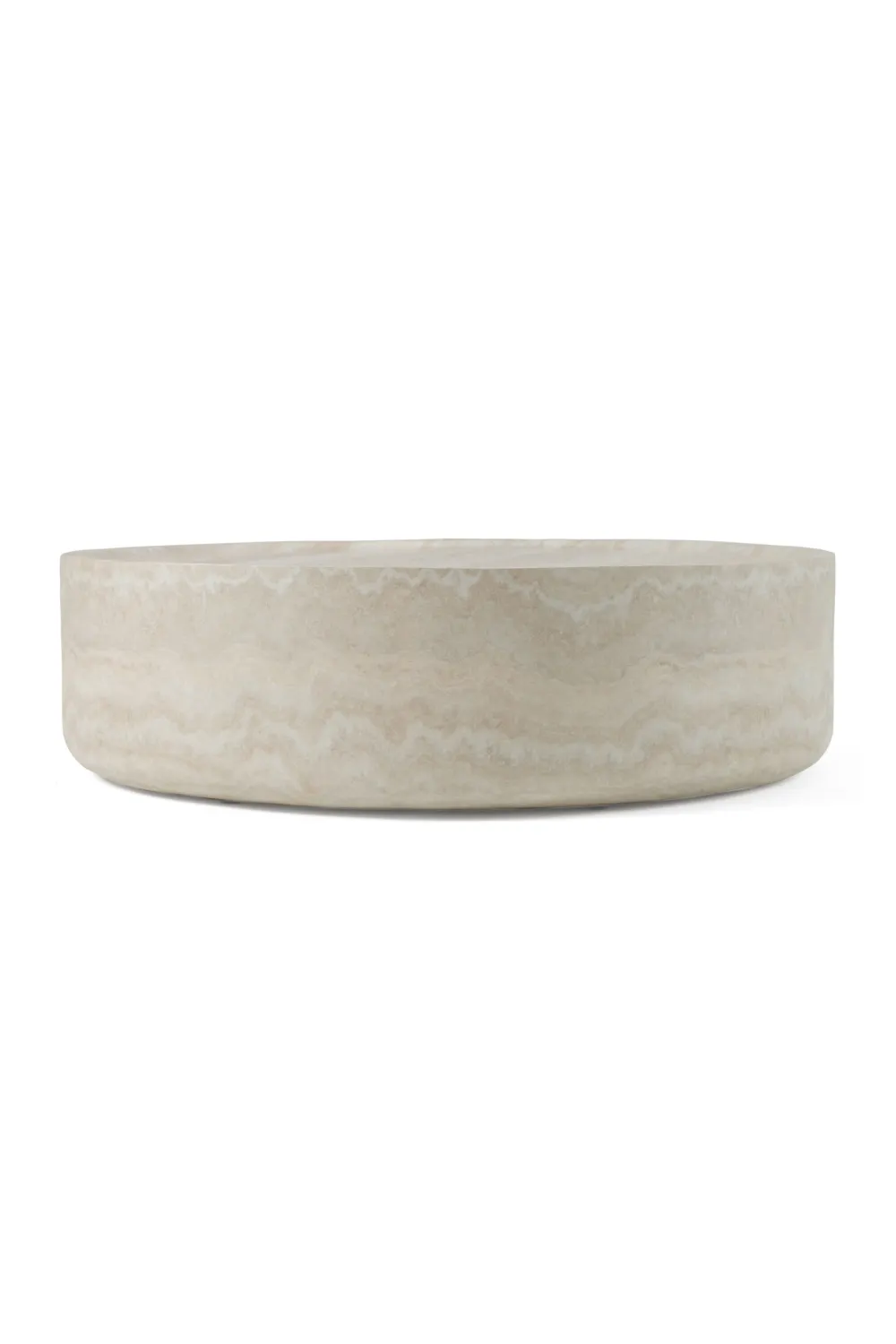 Round Travertine Finish Coffee Table