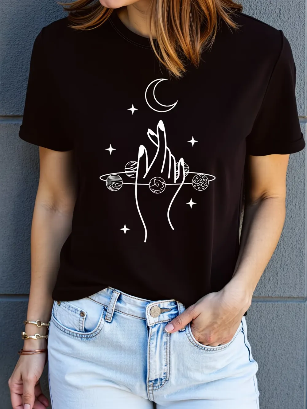 Aesthetic Moon and Hand T-Shirt