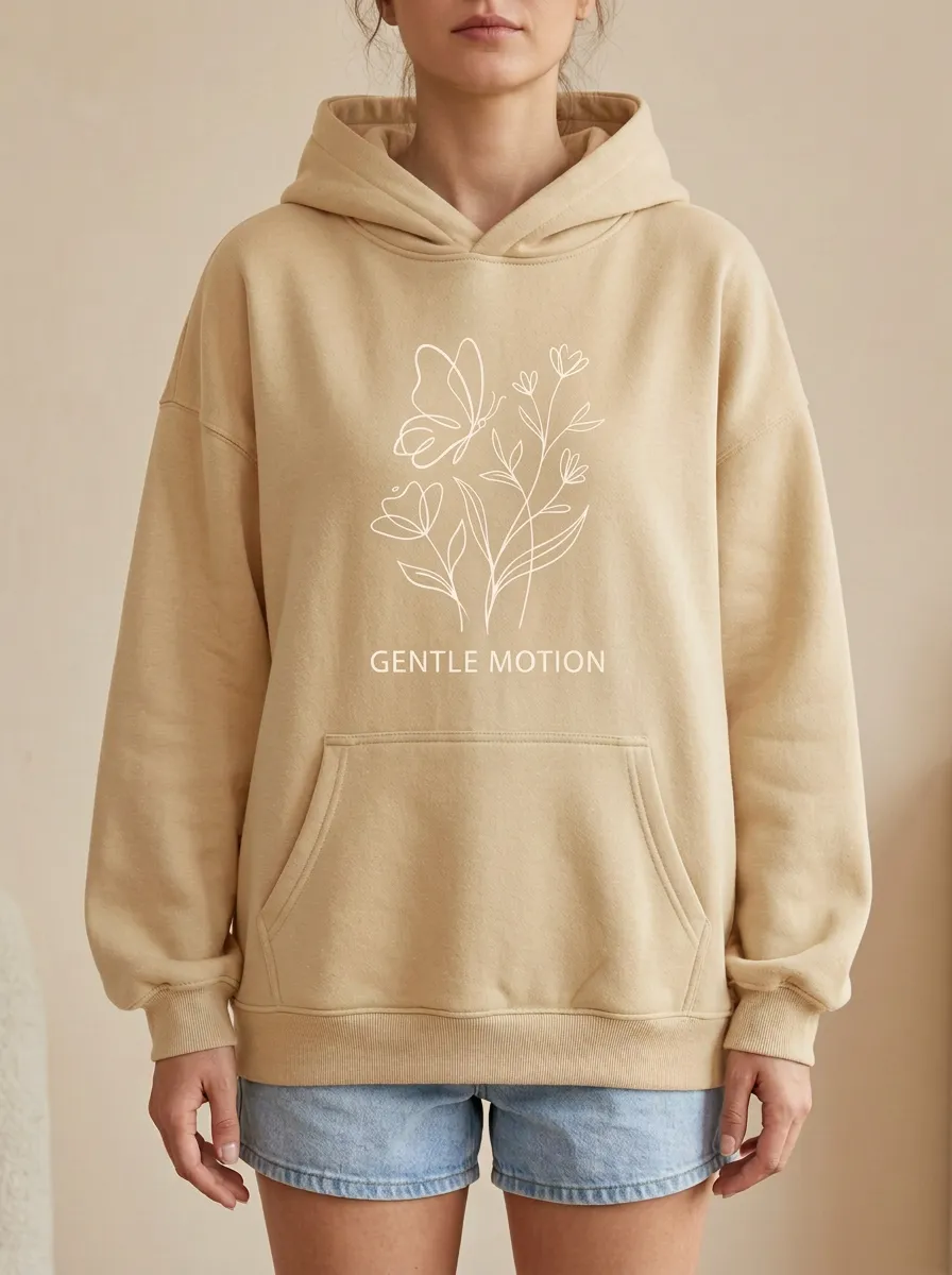 Butterfly Floral Line Art Gentle Hoodie