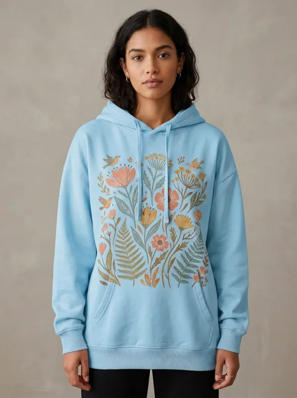 Nature Lover Botanical Bird Hoodie