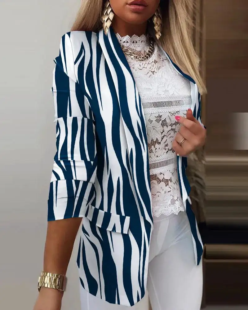 Double-Breasted Polyester Tailored Blazer