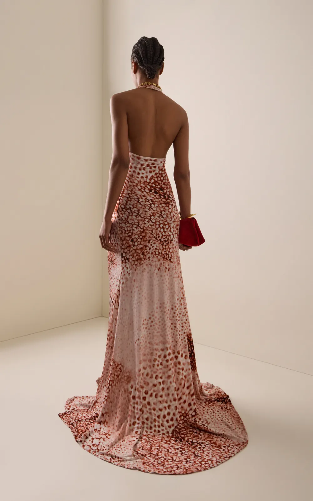 Marisol V-Neck Leopard Print Elegant Maxi Dress In Beige