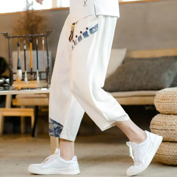 Drawstring Patchwork Pants