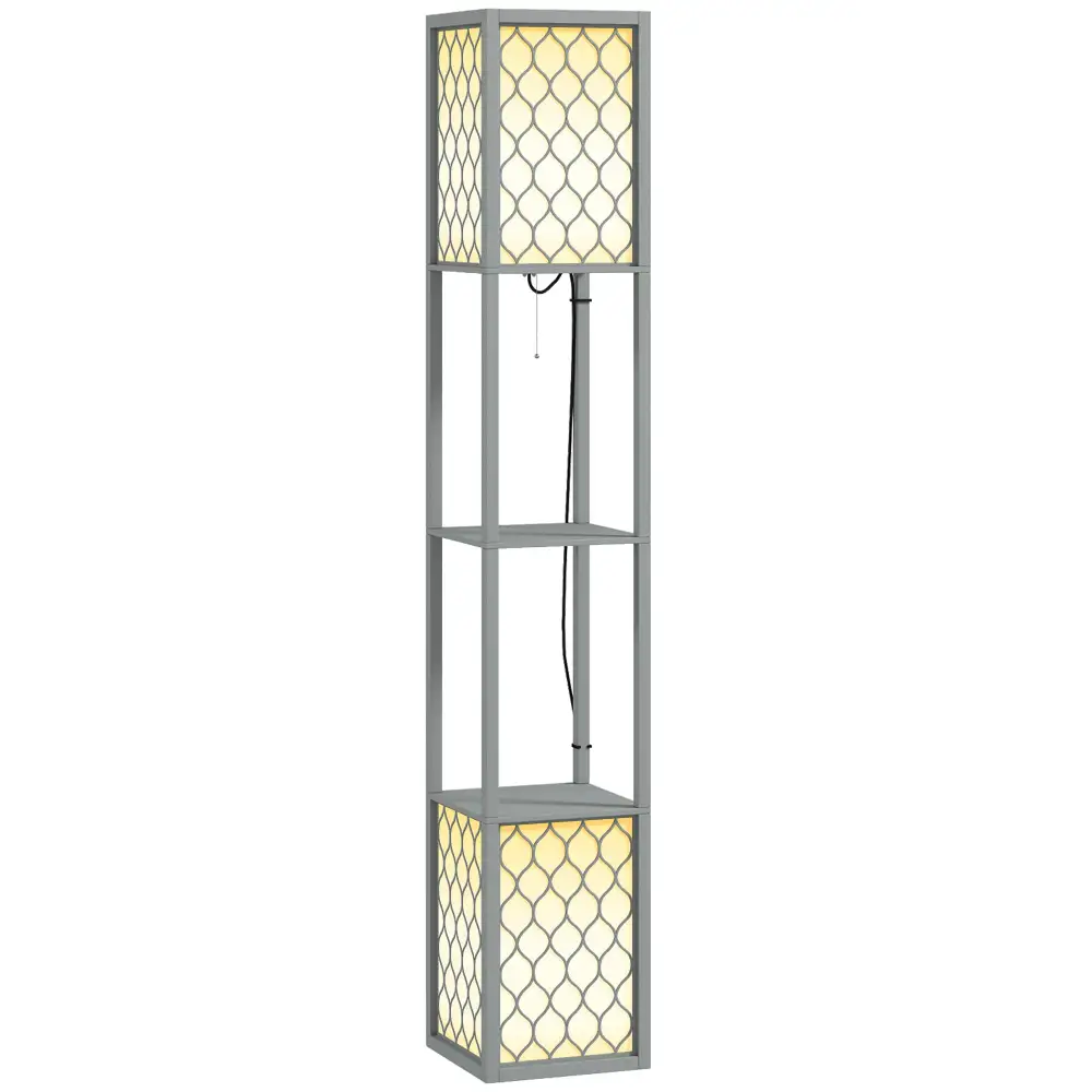 Shelf Pull Chain Dual Light Standing Floor Lamp