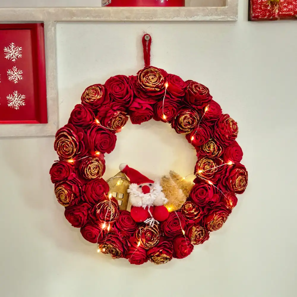 Floral Lit Christmas Wreath