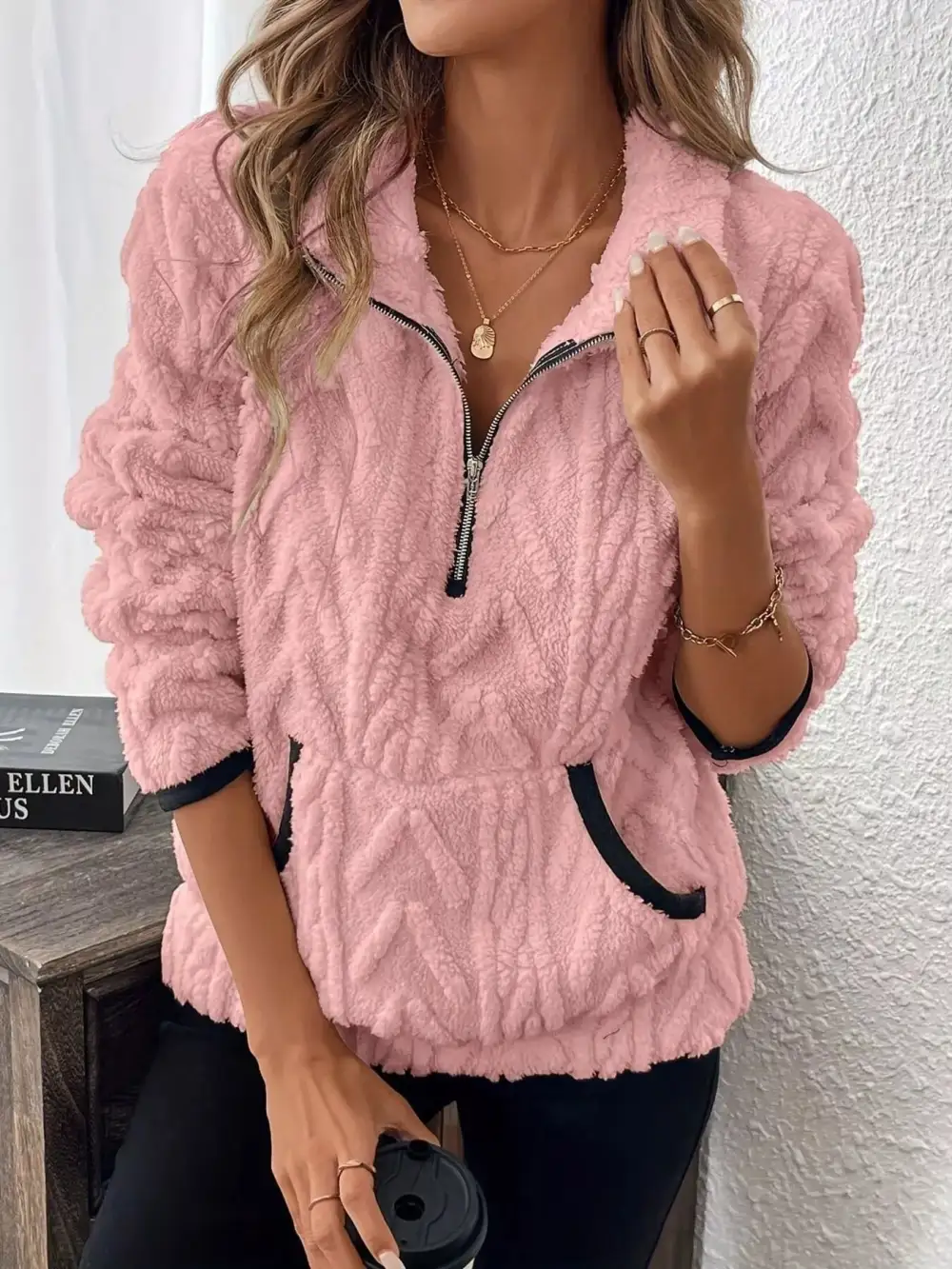 Fleece Half Zip Sweatshirt Plus Size