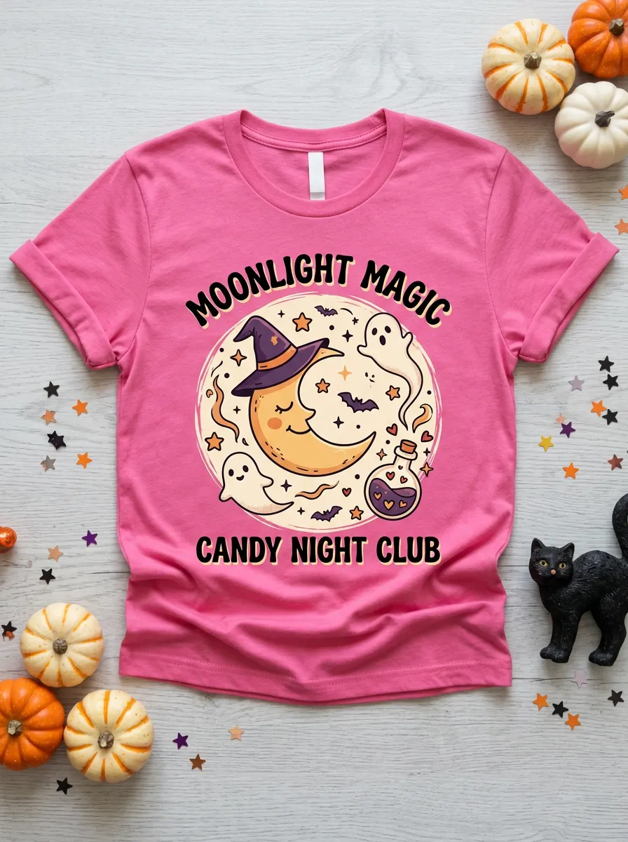 Ghost Moon Magic Halloween Graphic T-Shirt