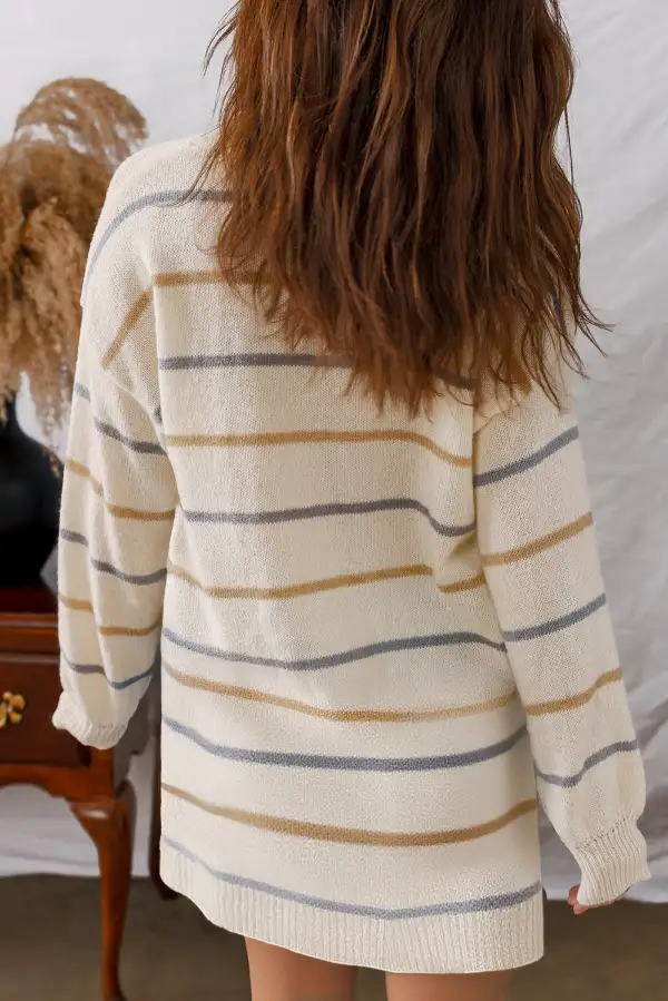 Striped Printed Drop Shoulder Mini Dress