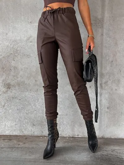 Relaxed Drawstring Pants With Pocket