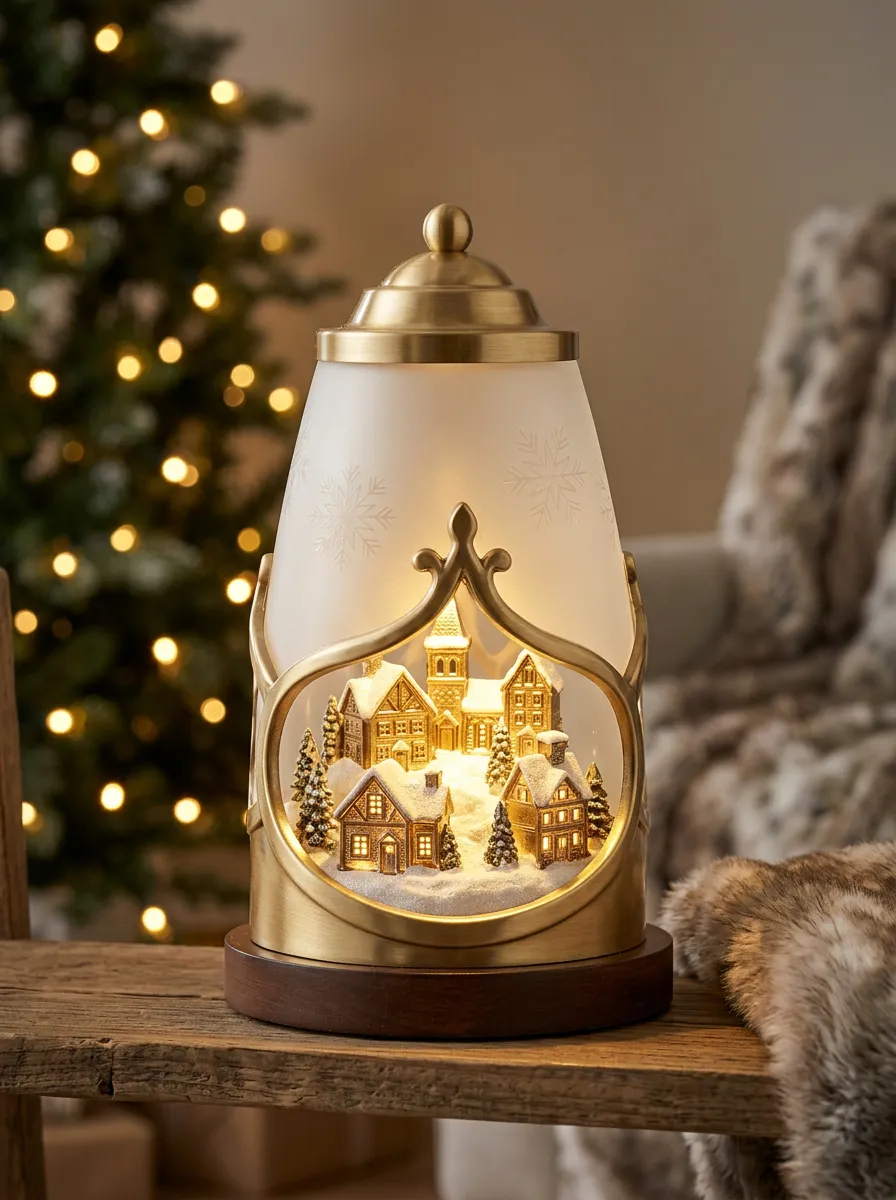 Festive Snowy Village Village Scene Collection Christmas Light-Up Tree Decor