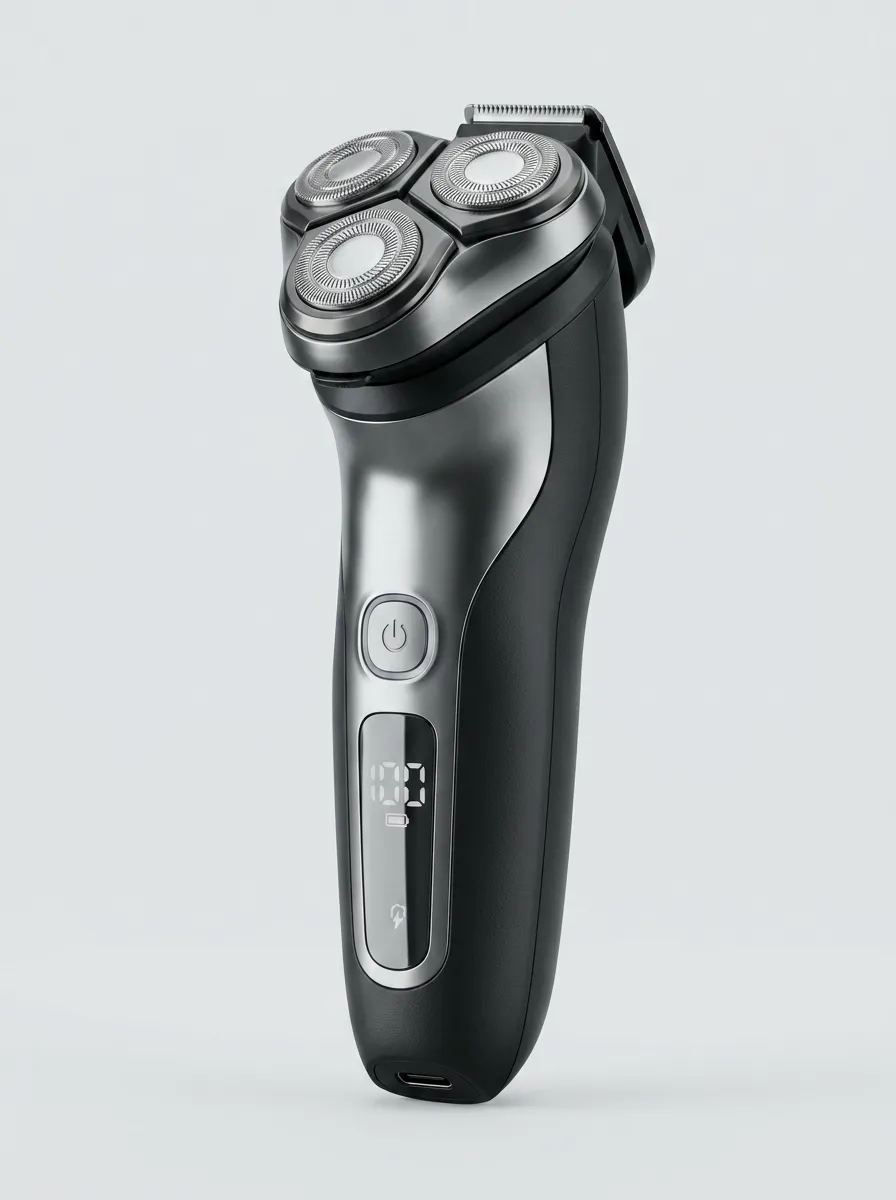 Rotary Triple-Blade LED Display Electric Shaver for Daily Grooming