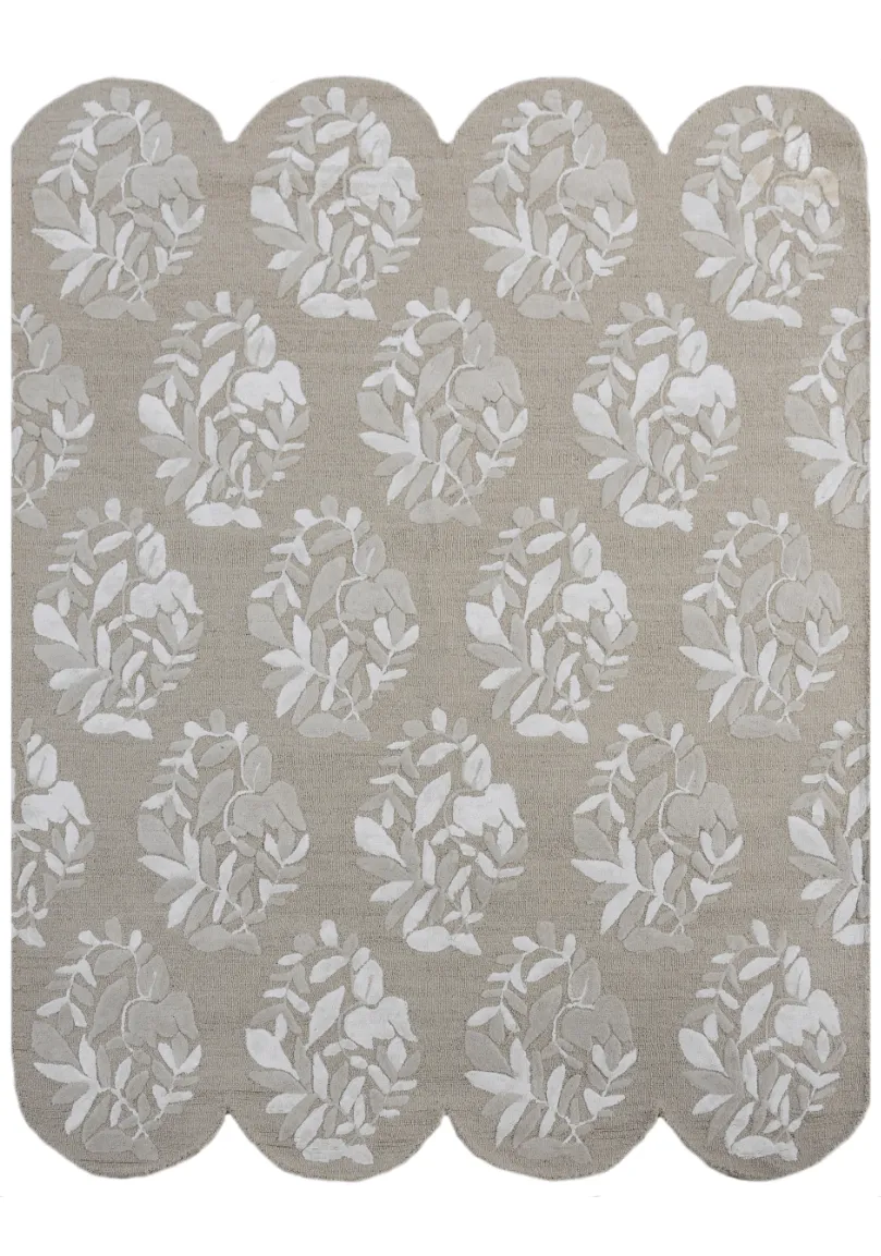 Hand Tufted Floral Botanical Wool Viscose Area Rug