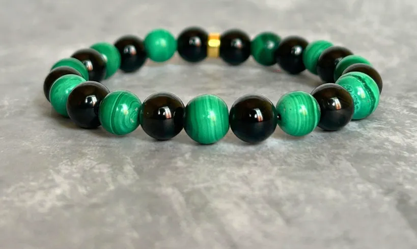 Scorpio Zodiac Malachite Bead Bracelet
