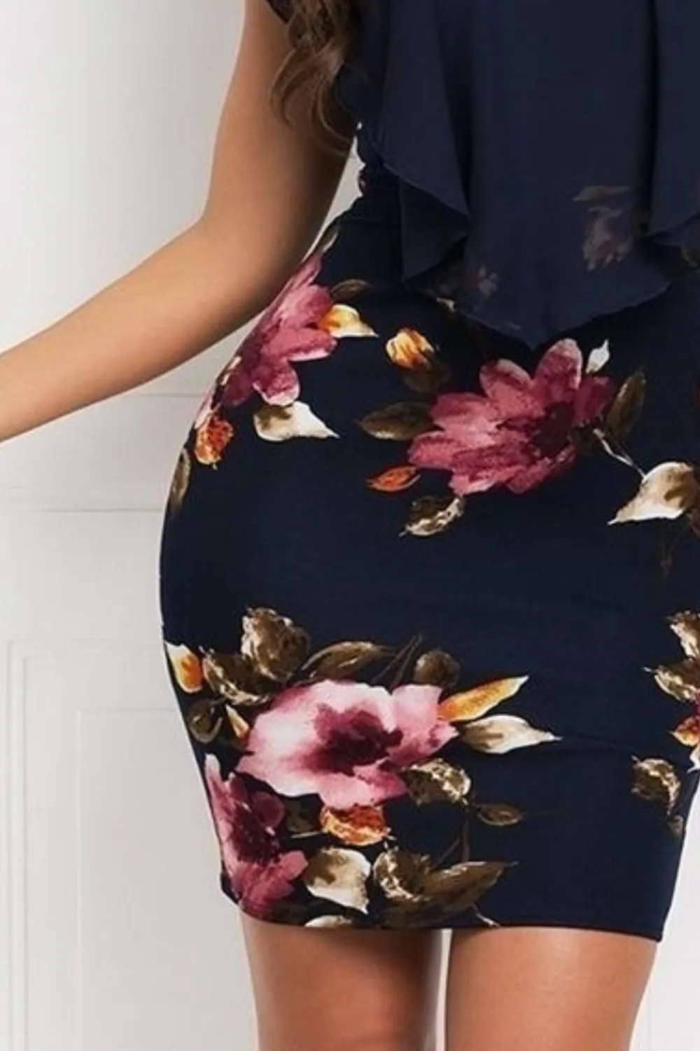 Elegant Ruffle Floral Mini Dress