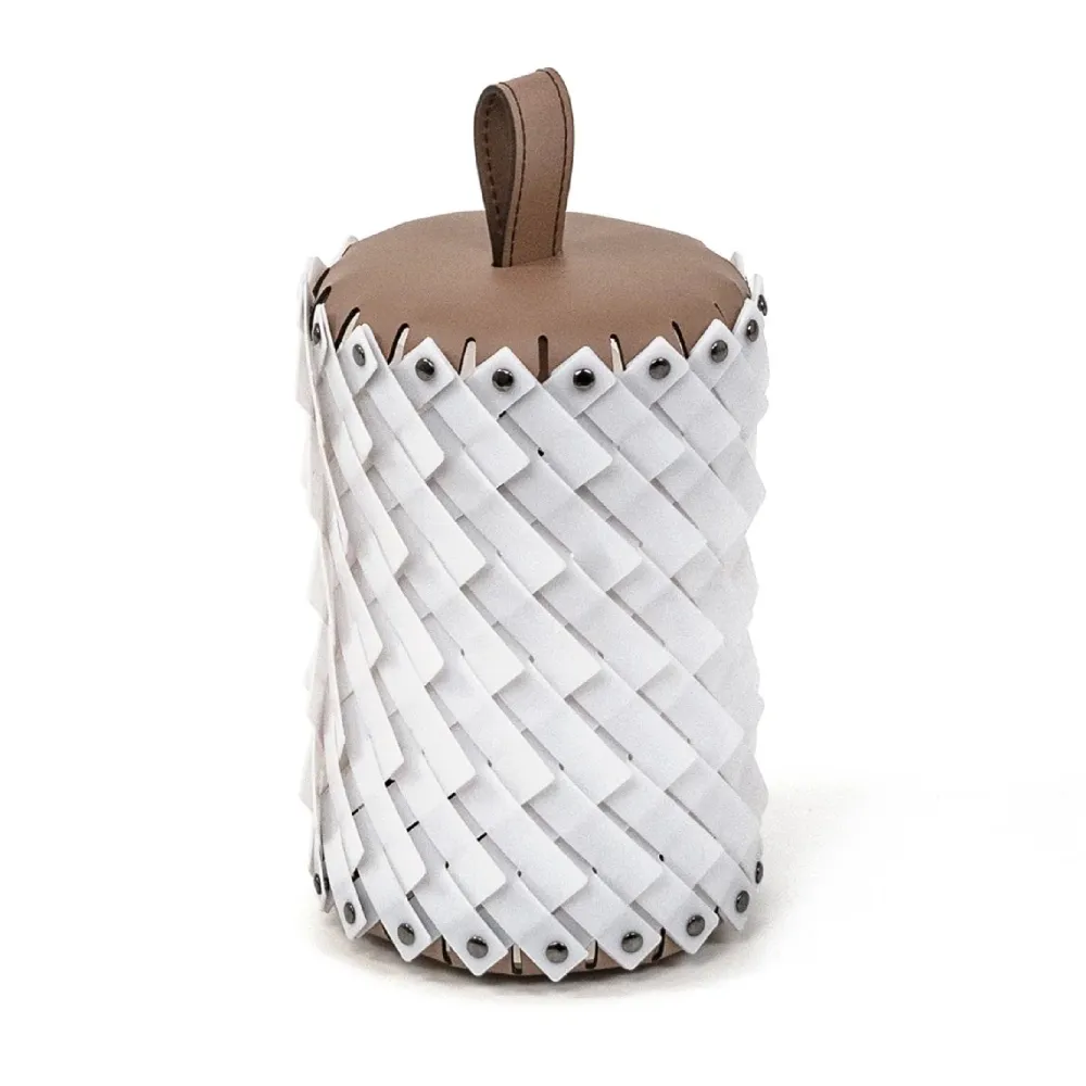 Woven Leather Table Lantern