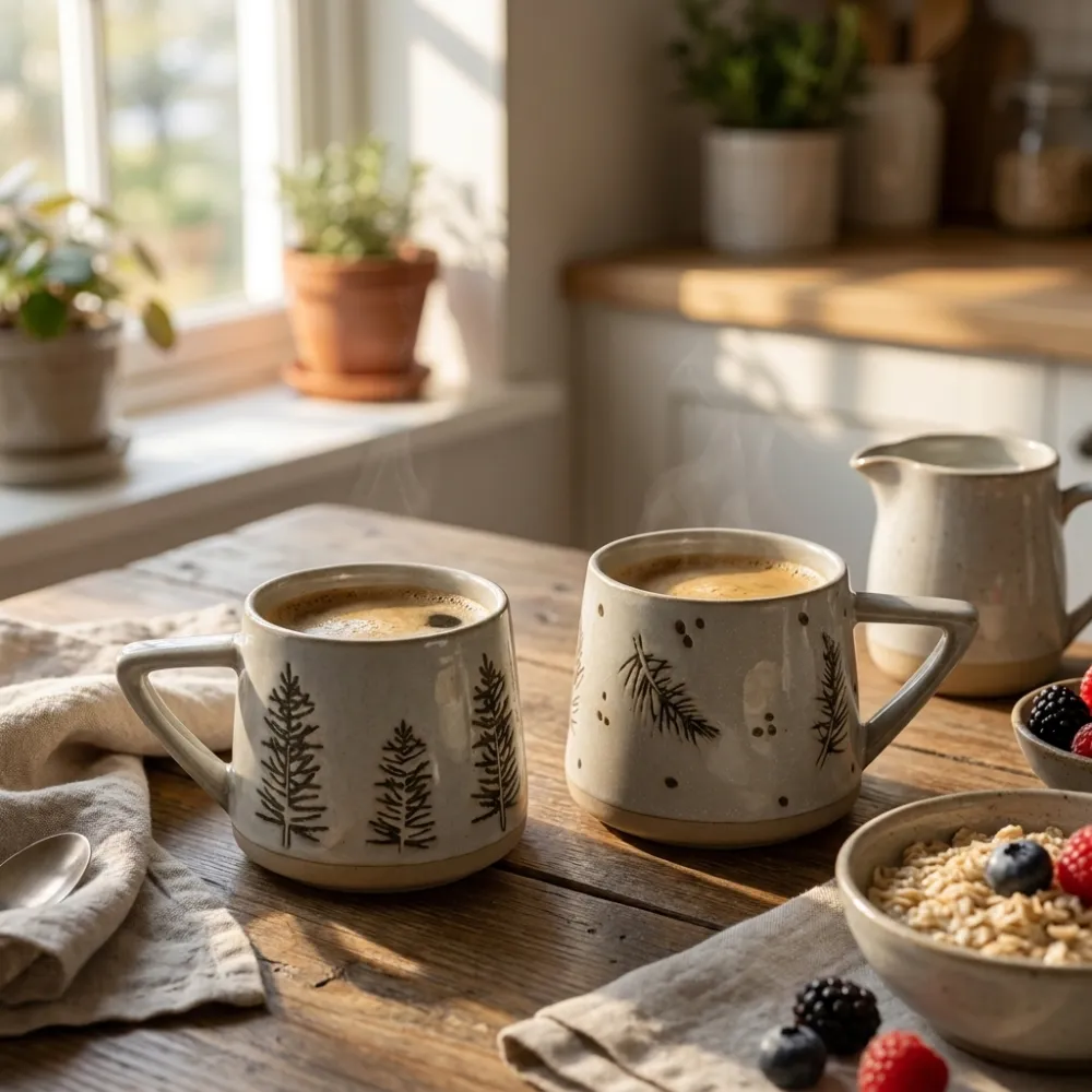 Botanical Ceramic Coffee Mugs