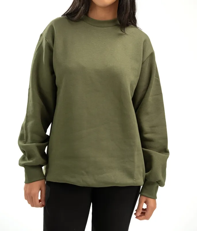 Olive Green Relaxed Crewneck Sweatshirt