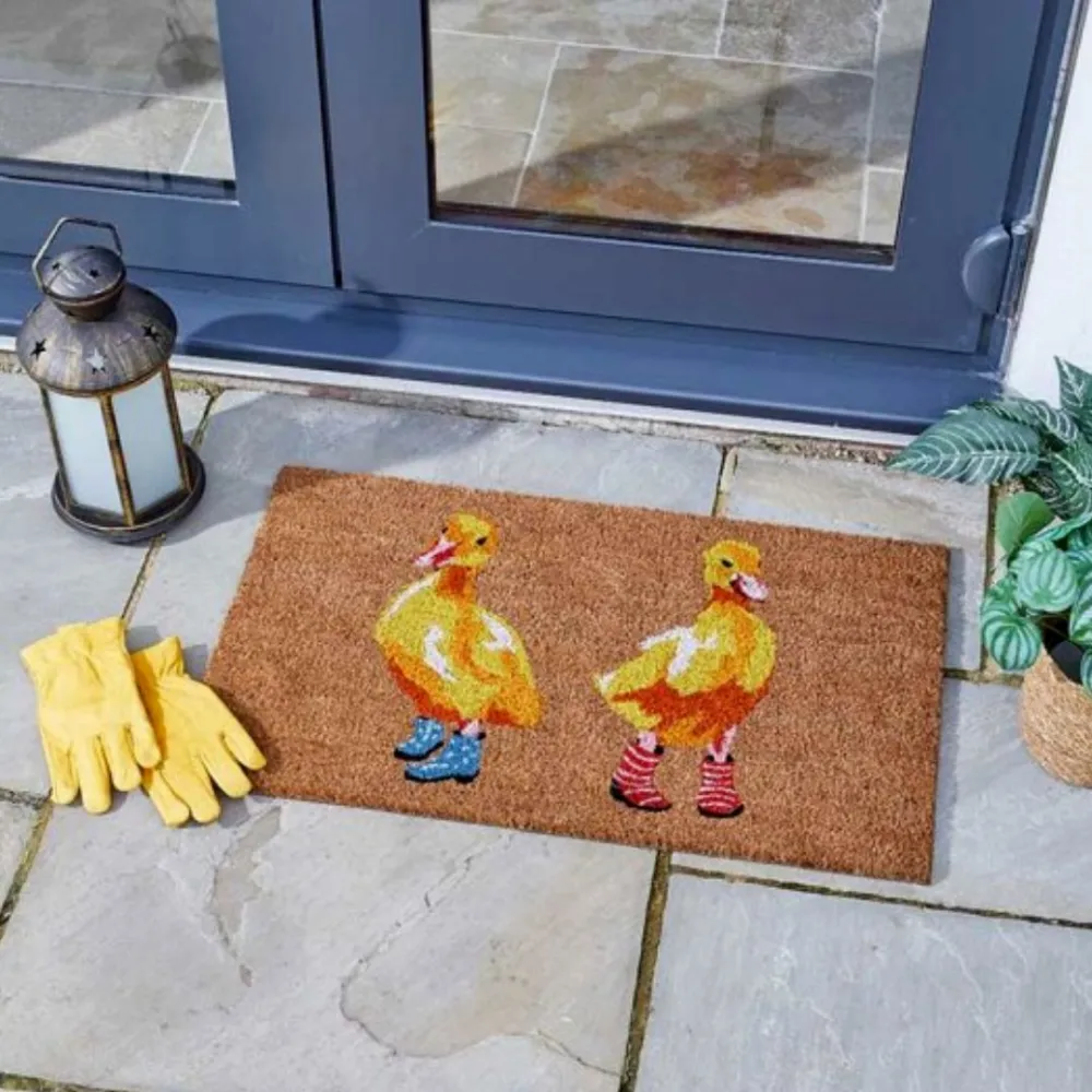 Coir Ducks In Wellies Coir Door Mat
