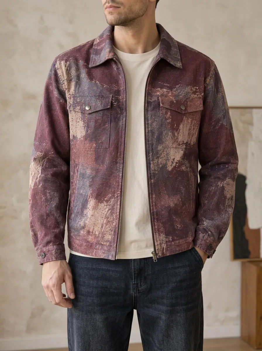 Men's Abstract Brushstroke Rugged Horizon Jacket