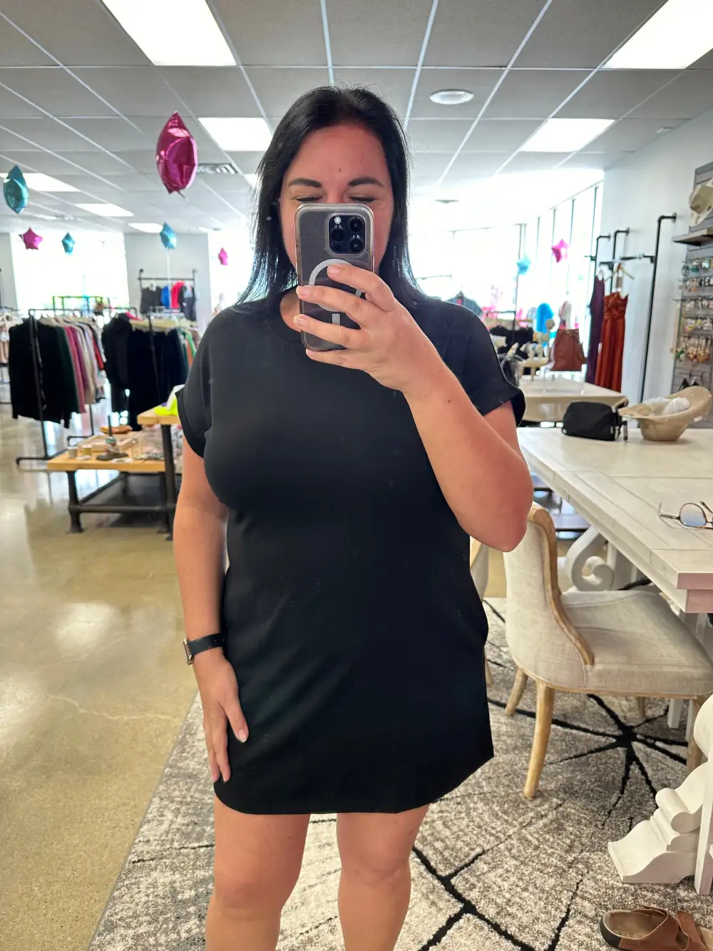Round-Neck Short-Sleeve Cotton Casual Dress
