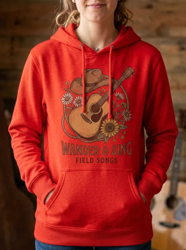 Music-Festival Guitar Cowboy Country Music Graphic Hoodie