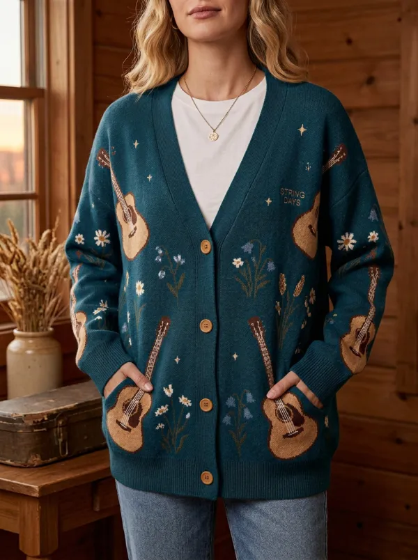 Knitted Women's Country Music Casual Cardigan