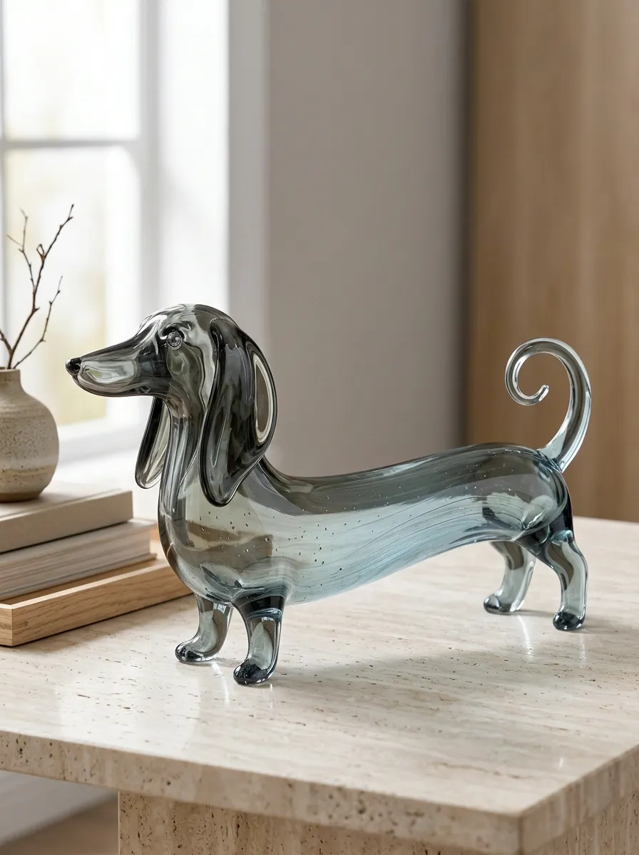 Minimal Dachshund Glass Figurine