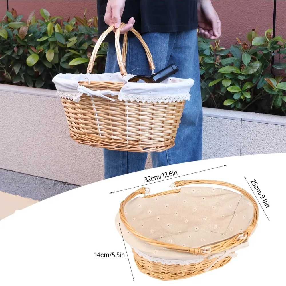 Vintage Rattan Picnic Basket