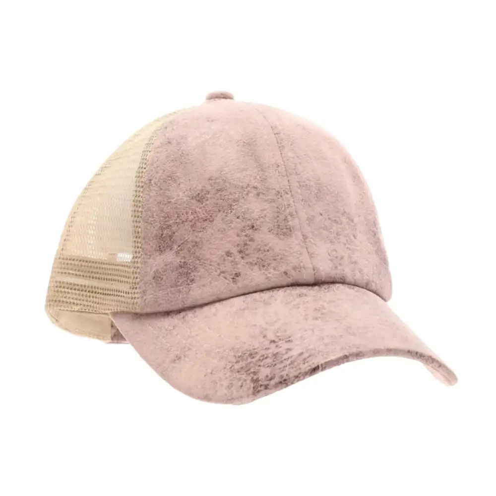 Vintage Faux Leather Criss-cross High Pony Baseball Cap