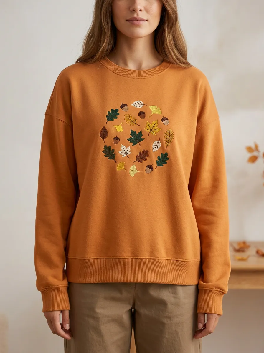 Classic Embroidered Acorn Graphic Sweatshirt