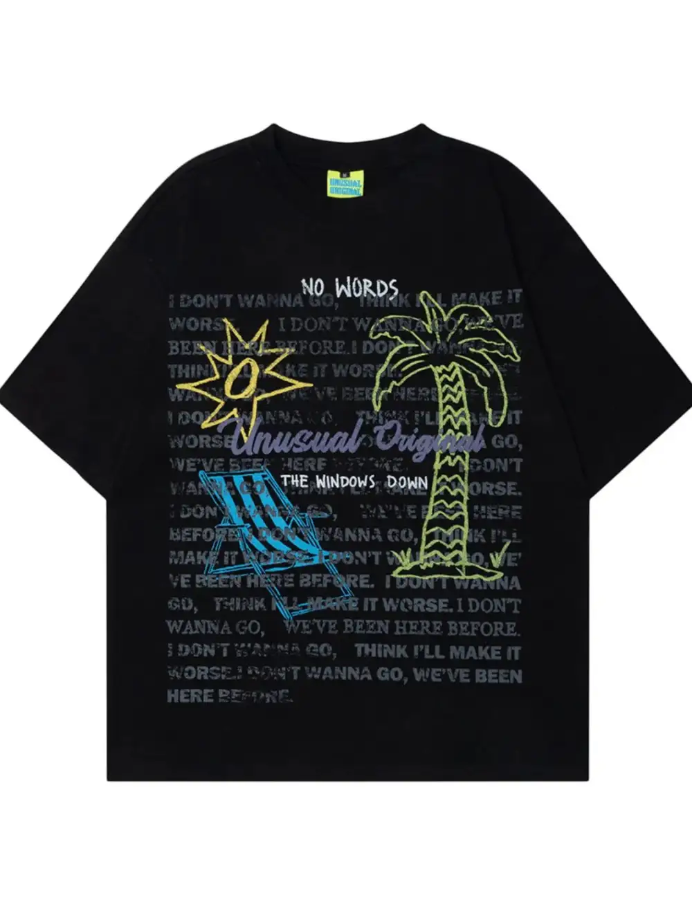 Woven Graphic Crew Neck Oversized Tee