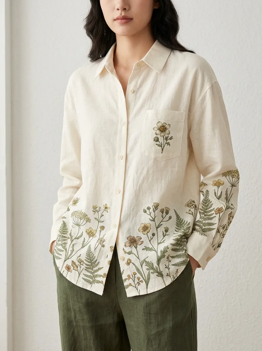 Botanical Nature Lover Wildflower Fern Shirt