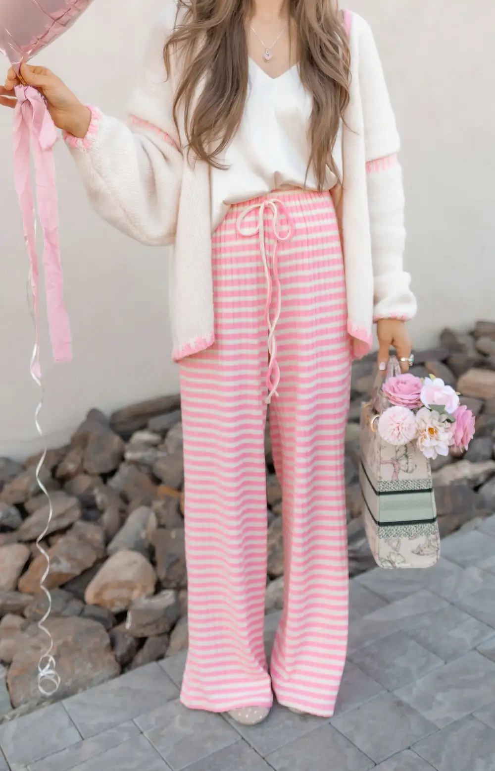 Striped Minimal Wide Leg Pants
