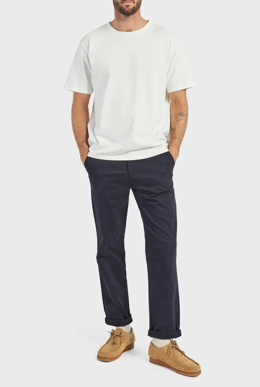 Tailored Fit Textured Cotton Casual Trousers