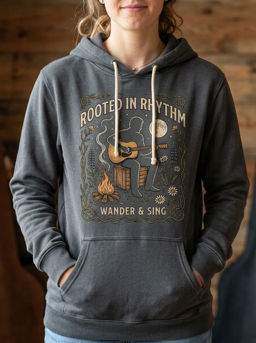 Country-Road Guitar Country Music Graphic Hoodie