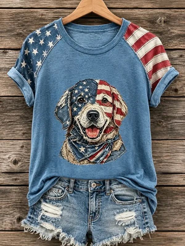 Women'S Proud American Dog 250Th Anniversary Patriotic Claw Print T-Shirt