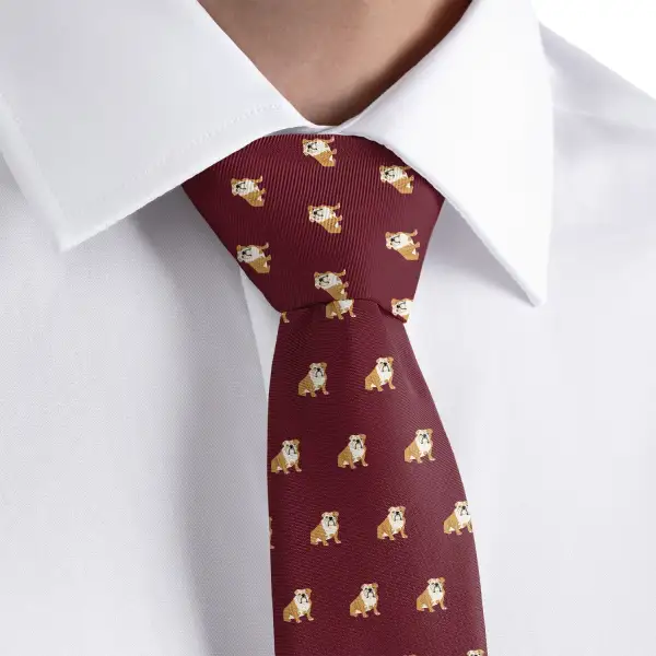 Refined Bulldog Motif Necktie