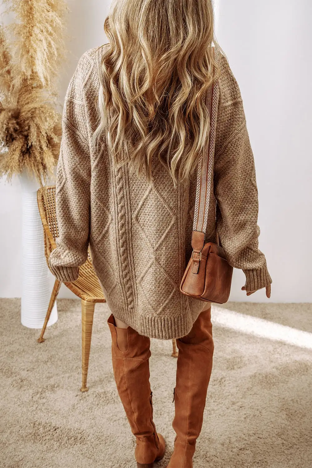 Sweater Round-Neck Knit Casual Dress