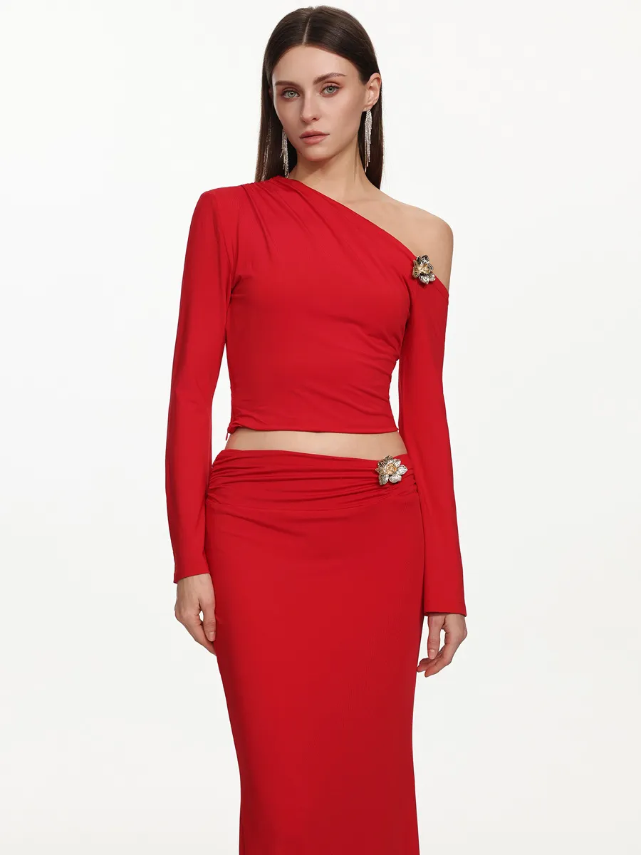 Gracelyn Romantic Contour Floral Hardware Two Piece Set