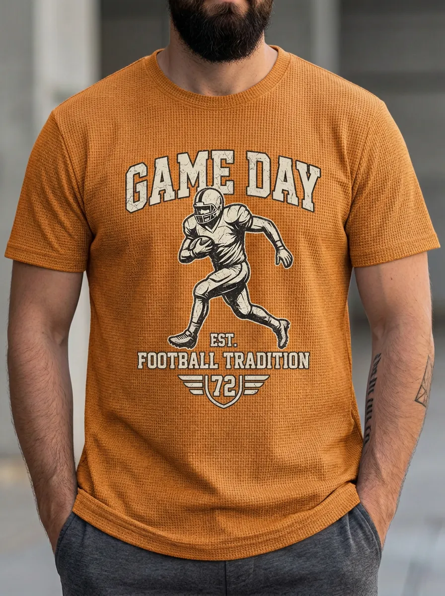 Men's American Football Game Day Vintage 72 Printed T-shirt
