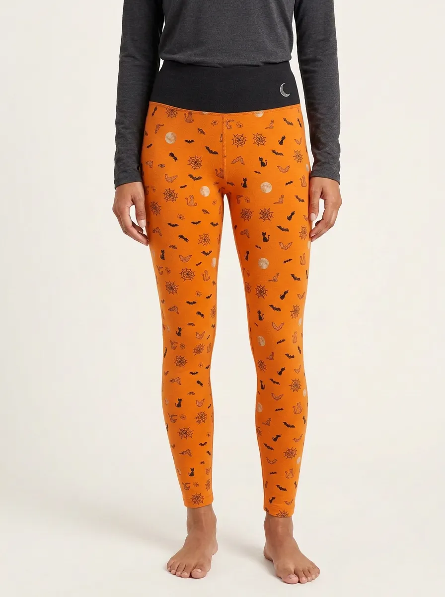 Women's Halloween Cat Moon Bat Spiderweb Leggings