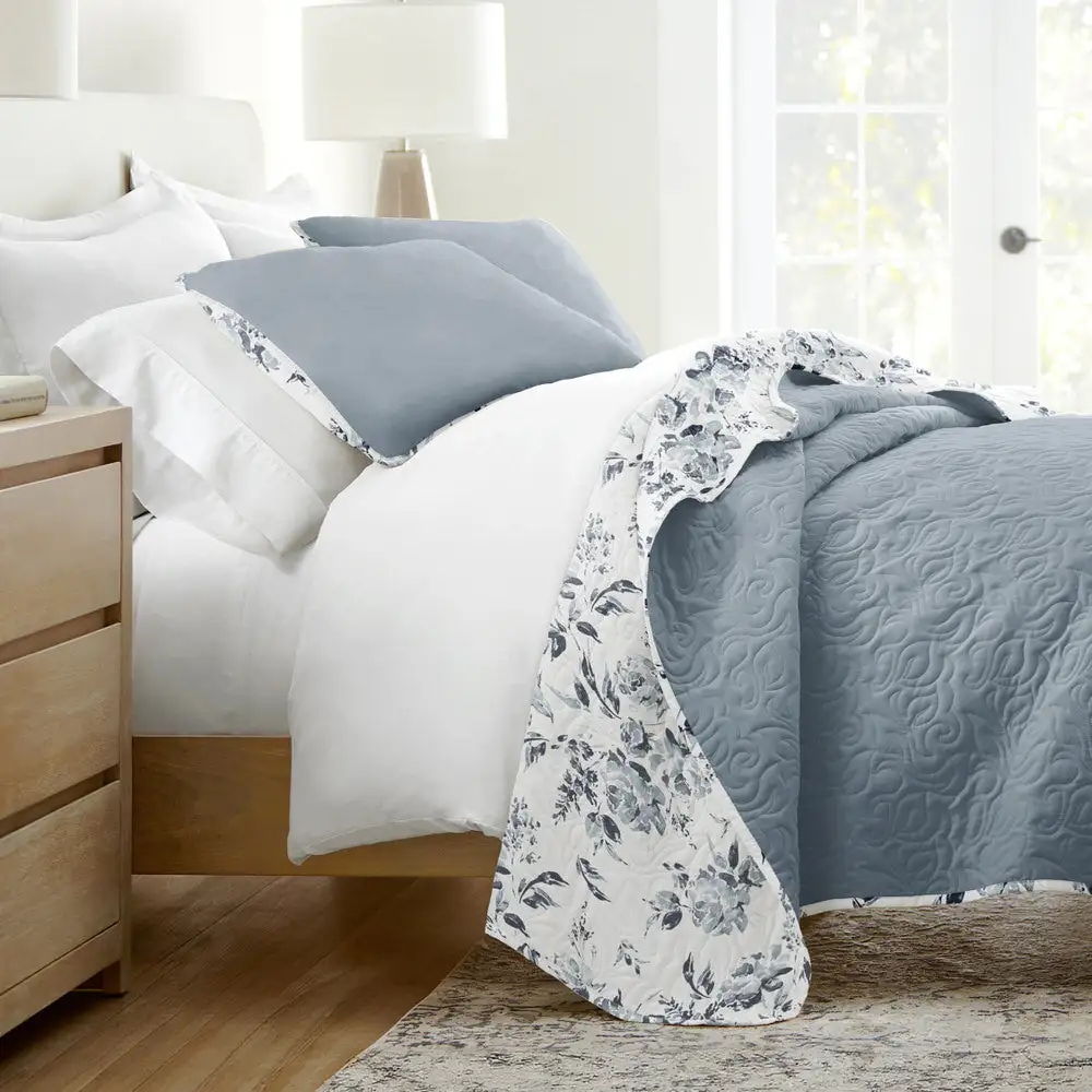 Rose Garden Reversible Quilted Coverlet Set