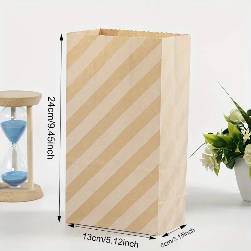 10 Pcs Patterned Kraft Gift Bag